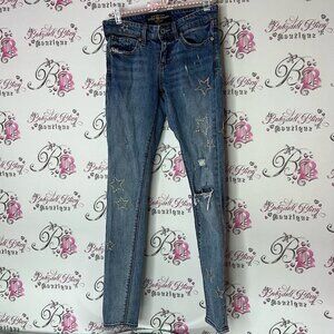 Lucky Brand pants stars embroidered Distressed Style star print lucky 🍀 jeans